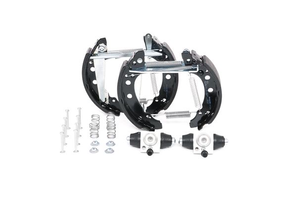 KIT SUPERPRO, zestaw szczek hamulcowych + cylinderek hamulca koła; zamontowany; z tyłu