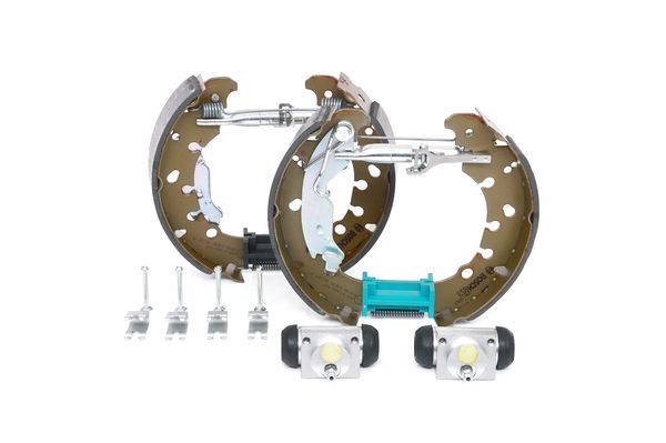 KIT SUPERPRO, zestaw szczek hamulcowych + cylinderek hamulca koła; zamontowany; z tyłu