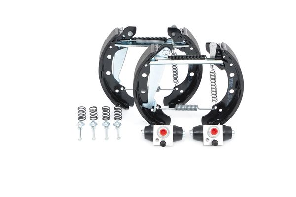KIT SUPERPRO, zestaw szczek hamulcowych + cylinderek hamulca koła; zamontowany; z tyłu
